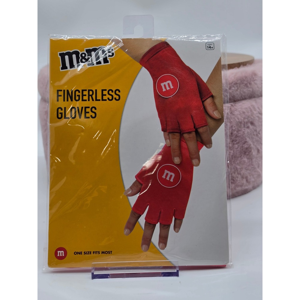 Spirit Halloween M&M Fingerless Gloves Red One Size Fits Most Costume Accessory